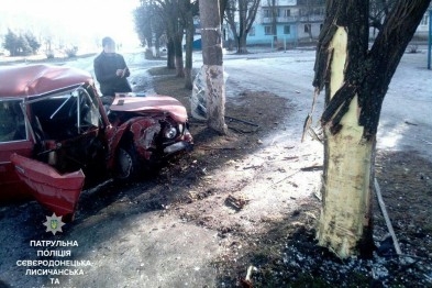 В Лисичанске водитель-самоучка угодил в дерево