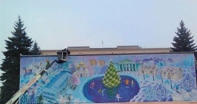 Стены добропольского горсовета превратились в новогоднюю сказку