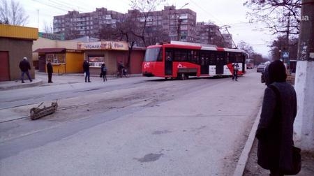 В Мариуполе произошёл "трамвайный дрифт"