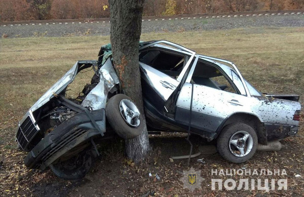 В Мирнограде авто врезалось в дерево: четверо пострадавших