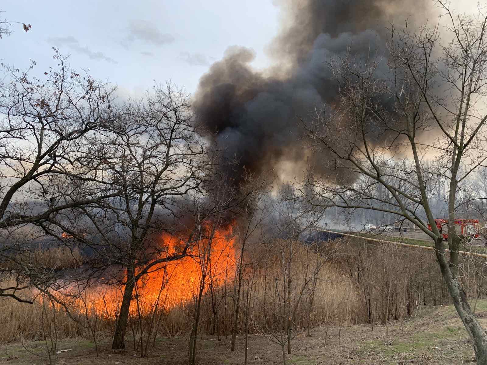 В Константиновке произошел масштабный пожар рядом с газовой трубой