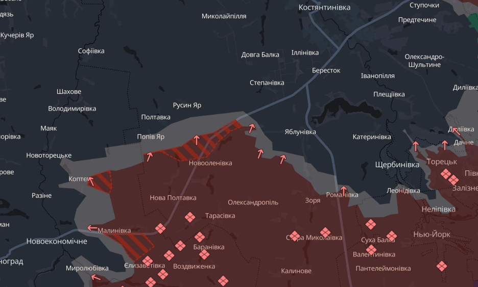 Російська армія зайняла нові позиції на ділянці між Покровськом та Костянтинівкою