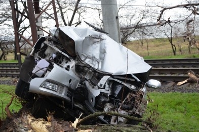 В Мариуполе автомобиль снес дерево