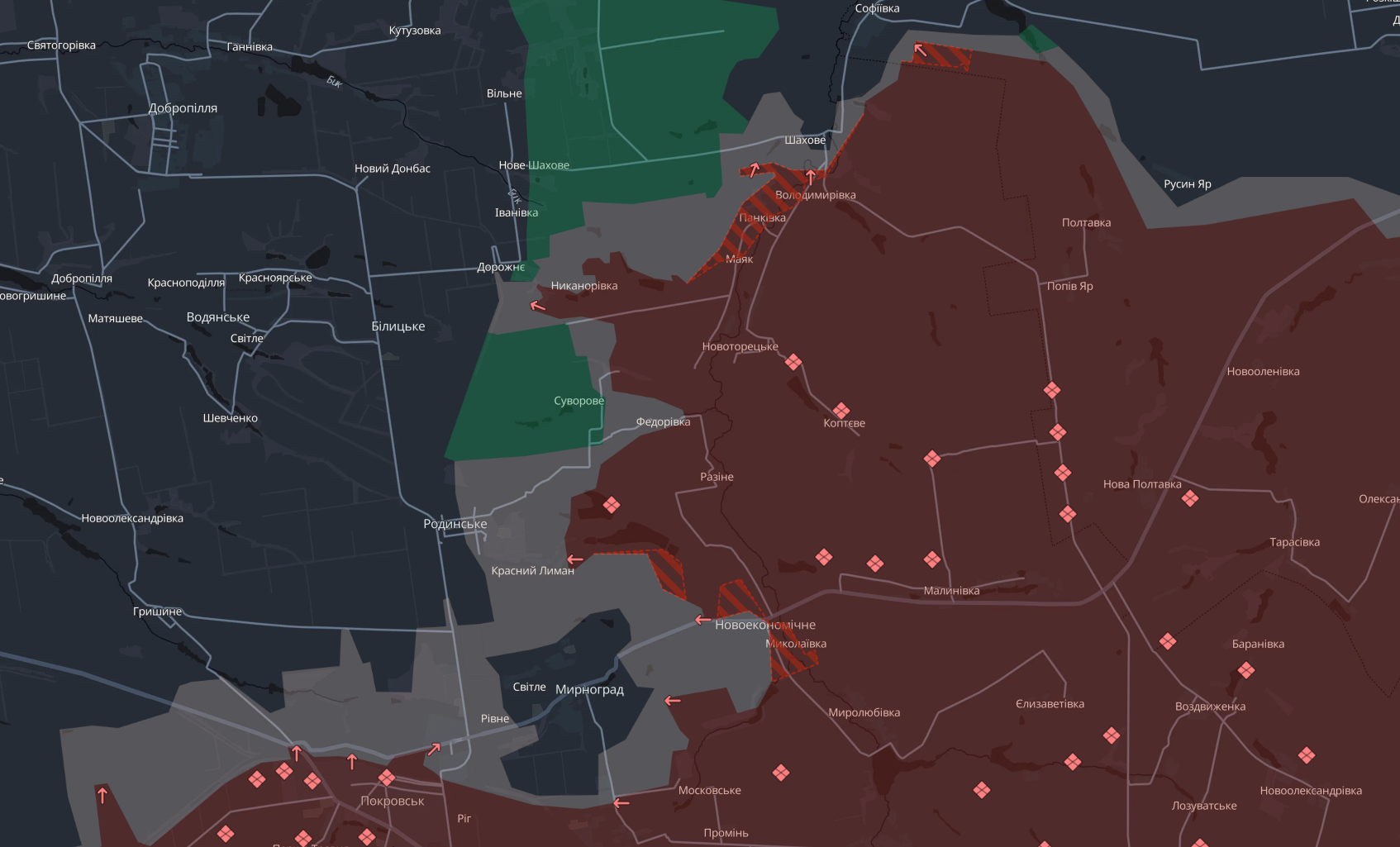 Російська армія просунулась біля Мирнограда та у Дружківській громаді