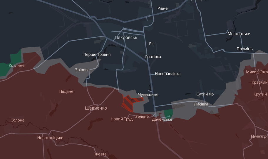 Російська армія просунулась на південь від Покровська Російська армія просунулась на південь від Покровська