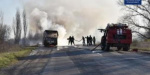 В Лисичанске  горел автобус, перевозивший рабочих